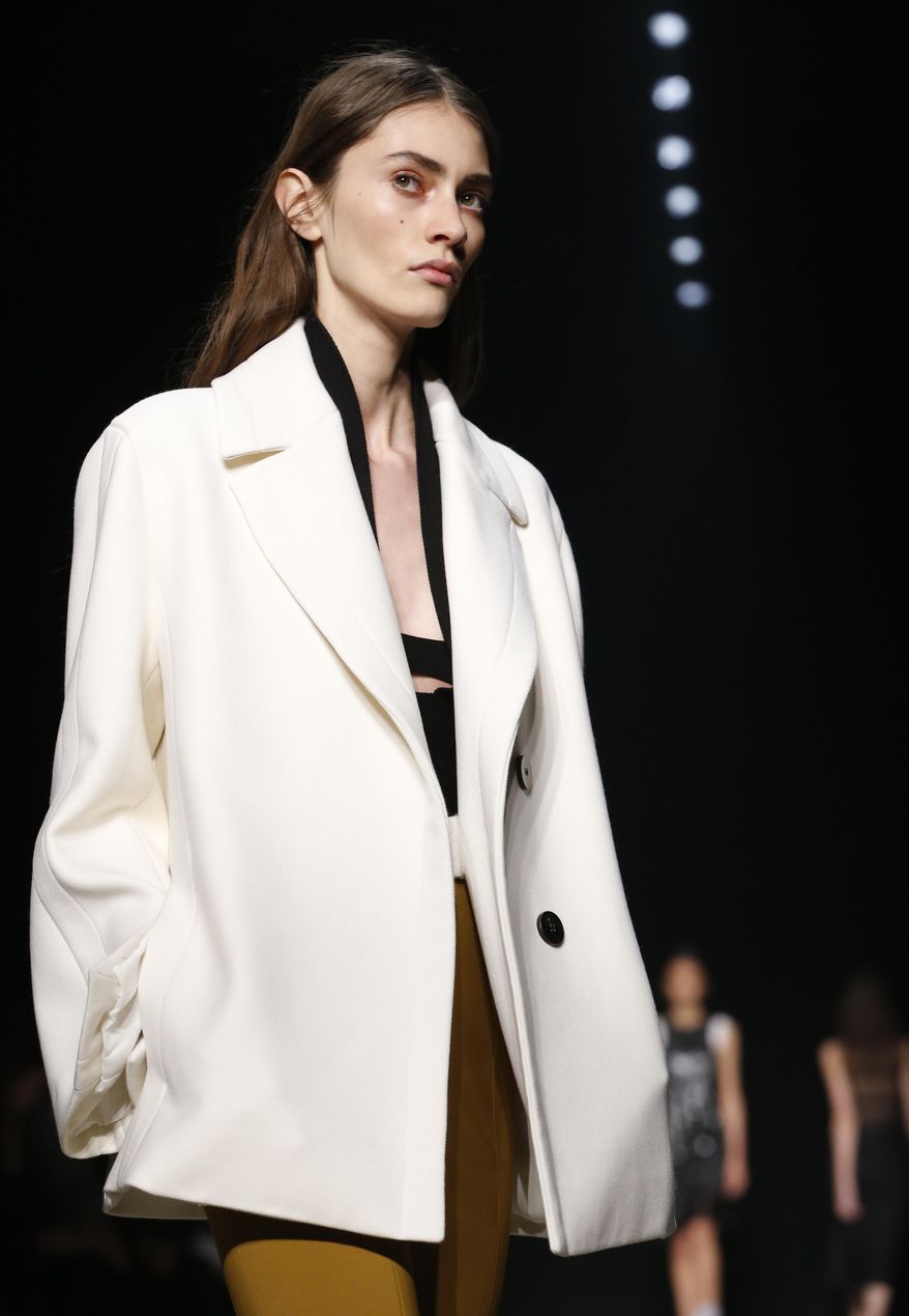 The Narciso Rodriguez collection is modeled during Fashion Week, Tuesday, Feb. 14, 2017, in New York. (AP Photo/Kathy Willens)