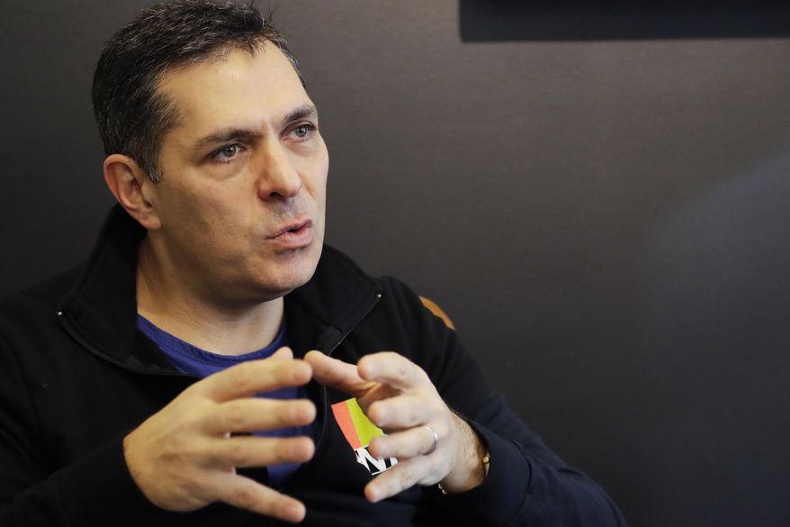 In this Monday, Feb. 6, 2017, photo, Kind CEO Daniel Lubetzky talks during an interview, in New York. Lubetzky is pledging $25 million over the next 10 years to create a nonprofit dedicated to “revealing and countering” the food industry’s influence on public health. The move underscores the division between “Big Food” companies and newer players that market themselves as wholesome alternatives aligned with public health. (AP Photo/Mark Lennihan)