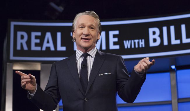 Bill Maher, host of HBO&#x27;s &quot;Real Time with Bill Maher,&quot; speaks during a broadcast of the show in Los Angeles. (Janet Van Ham/HBO via AP)