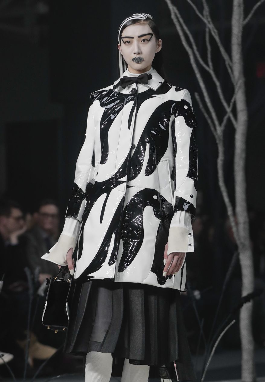 The Thom Browne collection is modeled during Fashion Week, Wednesday, Feb. 15, 2017, in New York. (AP Photo/Julie Jacobson)
