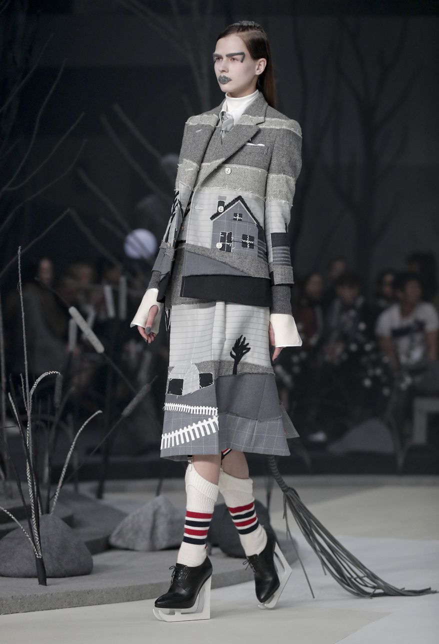 The Thom Browne collection is modeled during Fashion Week, Wednesday, Feb. 15, 2017, in New York. (AP Photo/Julie Jacobson)