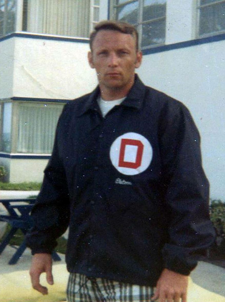 In this 1970 family photo provided by Lori Cooper, Columbus, Ohio, police officer Niki Cooper poses in his "Company D" jacket signifying his membership in a unit of officers that worked an 8 p.m. to 4 a.m. swing shift during the police department's busiest hours. An 82-year-old man who was indicted, but never prosecuted, in the nonfatal shooting of Cooper almost 45 years ago cannot be tried now, a judge ruled Thursday, Feb. 16, 2017. Cooper, who died just over three years ago at 71, rarely spoke of the event and his family said he was never the same afterward. (Photo courtesy of Lori Cooper via AP)