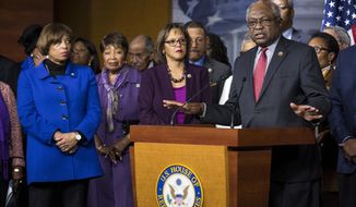 FILE - In this Jan. 5, 2017, file photo, House Assistant Minority Leaser James Clyburn of S.C speaks during a news conference on Capitol Hill in Washington. Members of the Congressional Black Caucus expressed bafflement and dismay on Feb. 16, after President Donald Trump asked a black reporter to set up a meeting with them. Clyburn said there is &amp;quot;an element of disrespect&amp;quot; in Trump&#39;s comment to journalist April Ryan, asking her whether she was friends with CBC members and could convene a get-together. (AP Photo/Zach Gibson, File)