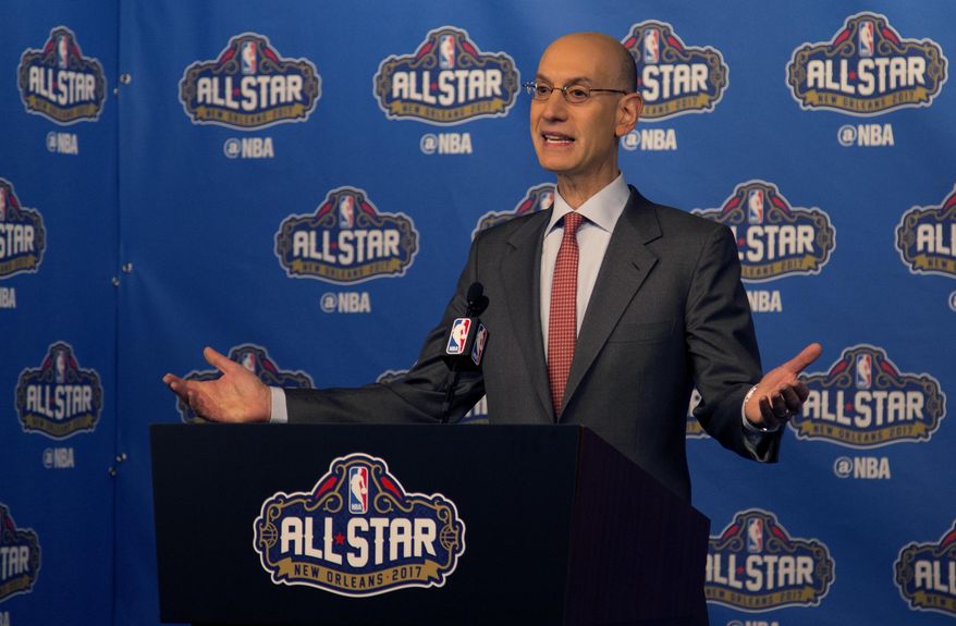 NBA Commissioner Adam Silver arrives at a press conference before NBA All-Star Saturday Night events in New Orleans, La., Saturday, Feb. 18, 2017. (AP Photo/Max Becherer) **FILE**