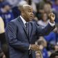 Georgetown coach John Thompson III signals a play during the first half of an NCAA college basketball game against Creighton in Omaha, Neb., Sunday, Feb. 19, 2017. (AP Photo/Nati Harnik) **FILE**