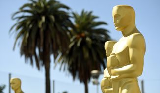 Oscar statues for the 89th Academy Awards red carpet stand on Wednesday, Feb. 22, 2017, in Los Angeles. The 89th Academy Awards will be held on Sunday. (Photo by Chris Pizzello/Invision/AP)