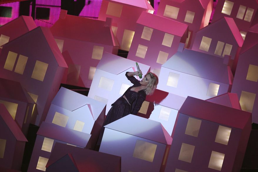 Singer Katy Perry performs on stage at the Brit Awards 2017 in London, Wednesday, Feb. 22, 2017. (Photo by Joel Ryan/Invision/AP)