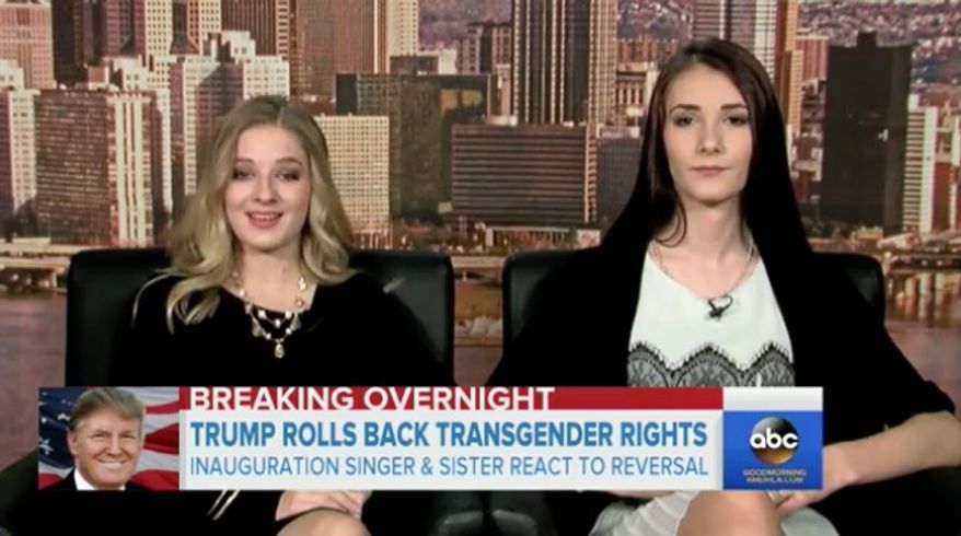 Inauguration singer Jackie Evancho, 16, and her transgender sister Juliet, 18, are offering to meet with President Trump to "enlighten" him on LGBT rights. (ABC News)