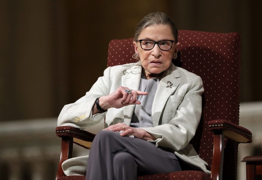 In this Feb. 6, 2017 file photo, Supreme Court Justice Ruth Bader Ginsburg speaks at Stanford University in Stanford, Calif. (AP Photo/Marcio Jose Sanchez, File)