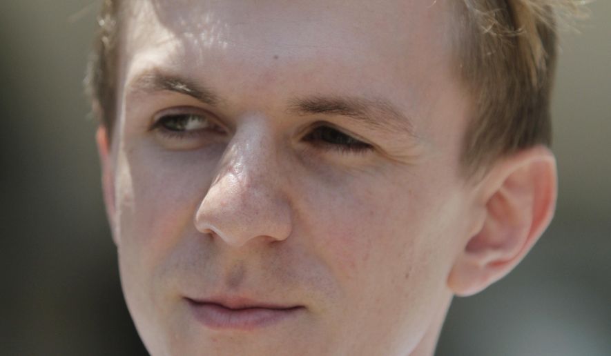FILE - In this May 26, 2010, file photo, James O&#39;Keefe makes a statement after leaving the federal courthouse in New Orleans. O&#39;Keefe has announced plans to release recordings on Feb. 23, 2017, that he said were made secretly inside CNN. (AP Photo/Bill Haber, File)