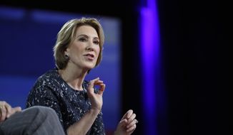 Carly Fiorina speaks at the Conservative Political Action Conference (CPAC) in Oxon Hill, Md., on Feb. 24, 2017. (Associated Press) ** FILE **