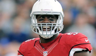 FILE - In this Jan. 1, 2017, file photo, Arizona Cardinals linebacker Chandler Jones smiles in the fourth quarter of an NFL football game against the Los Angeles Rams, in Los Angeles. The Cardinals have placed a non-exclusive franchise tag on outside linebacker Chandler Jones after failing to reach a long-term deal with the player. The &amp;quot;non-exclusive&amp;quot; tag allows the Cardinals to continue negotiating with Jones through July 15. (AP Photo/John Cordes, FIle)