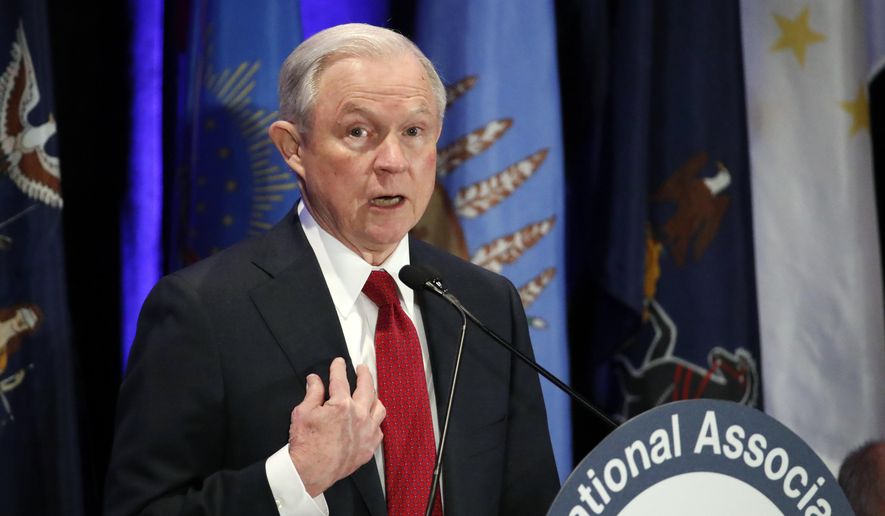 Attorney General Jeff Sessions speaks at the National Association of Attorneys General annual winter meeting, Tuesday, Feb. 28, 2017, in Washington. (AP Photo/Alex Brandon)