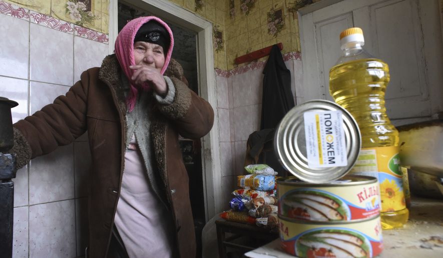 Maria Ivanovna receives humanitarian aid from the charitable foundation of Ukrainian billionaire Rinat Akhmetov, whose vast wealth is founded on the industrial output of Donetsk coal-rich region. The foundation said this month that its work in the region was paralyzed after rebels blocked access to the relief warehouse. (Associated Press/File)