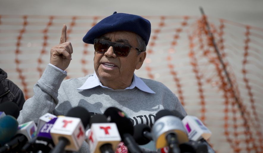 FILE - In this March 4, 2016, file photo, Jose Luis Gonzalez Meza, lawyer who has worked on behalf of Joaquin “El Chapo” Guzman, holds a press conference in front of the gates of the Altiplano maximum security prison, where he announced he would begin a hunger strike in protest over the drug lord's treatment inside the prison, near Toluca, Mexico state, Mexico. Gonzalez Meza said Wednesday, March 1, 2017, that he is trying a novel legal tactic, calling on U.S. President Donald Trump to deport the Mexican drug lord jailed in the United States. (AP Photo/Rebecca Blackwell, File)