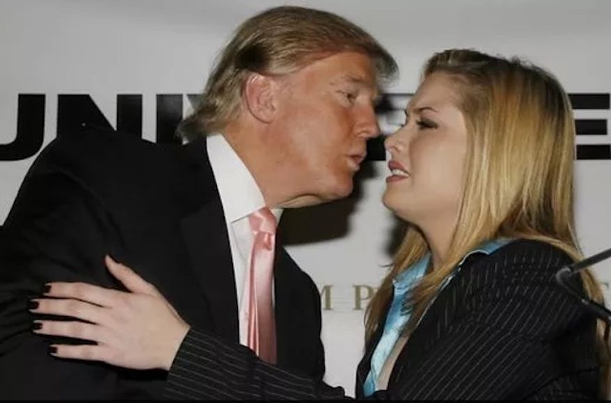 Donald Trump kisses Miss USA 2006 Tara Conner after a news conference in New York. (Associated Press/Rick Maiman)