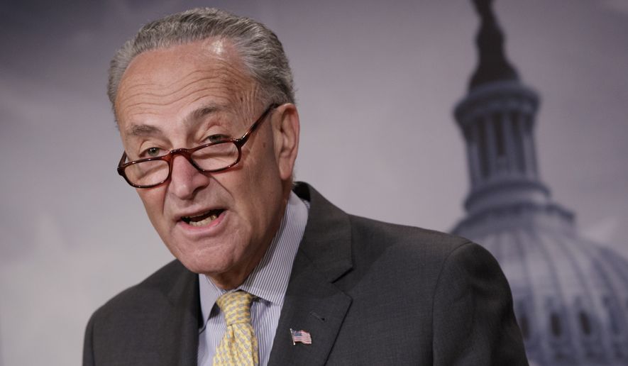 Senate Minority Leader Chuck Schumer of N.Y. speaks to reporters on Capitol Hill in Washington, Thursday, March 2, 2017, about news reports of Attorney General Jeff Sessions&#39; contact with Russia&#39;s ambassador to the U.S. during the presidential campaign. The revelation is spurring growing calls in Congress in both parties for him to recuse himself from an investigation into Russian interference in the U.S. election. (AP Photo/J. Scott Applewhite)
