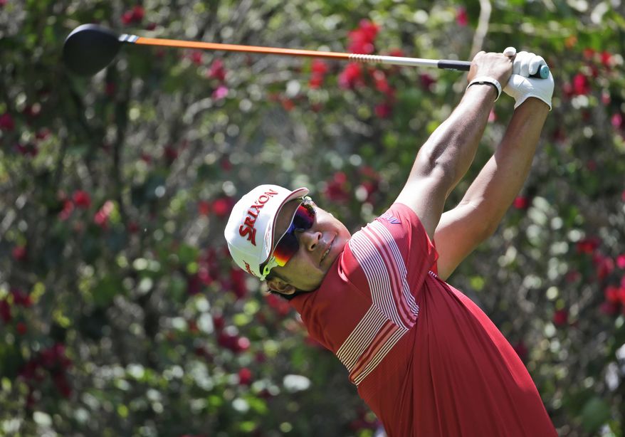 Japan's Hideki Matsuyama tees off on the 14th hole in round one of the Mexico Championship at Chapultepec Golf Club in Mexico City, Thursday, March 2, 2017. All but one of the world's top 50 golfers are contesting the World Golf Championship PGA event, which this year relocated to Mexico City from the Trump National Doral Resort in Florida. (AP Photo/Rebecca Blackwell)