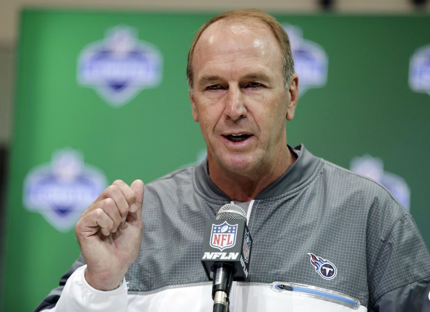 Tennessee Titans head coach Mike Mularkey speaks during a press conference at the NFL Combine in Indianapolis, Wednesday, March 1, 2017. (AP Photo/Michael Conroy)