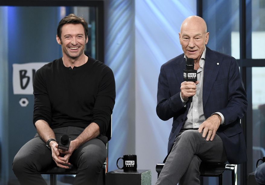 Actors Hugh Jackman, left, and Patrick Stewart participate in the BUILD Speaker Series to discuss the film "Logan" at AOL Studios on Thursday, March 2, 2017, in New York. (Photo by Evan Agostini/Invision/AP)