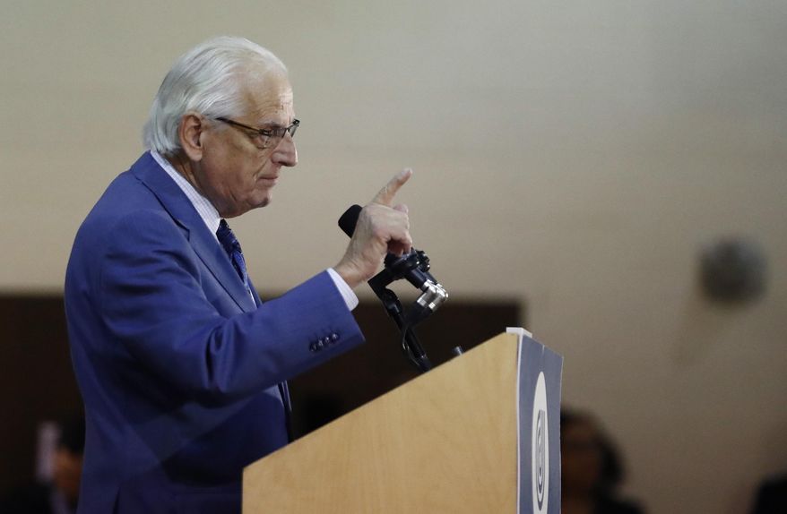 U.S. Rep. Bill Pascrell, D-N.J., delivers remarks at the Kaplen Jewish Community Center on the Palisades during a rally against recent bomb threats made to jewish centers, Friday, March 3, 2017, in Tenafly, N.J. (AP Photo/Julio Cortez)