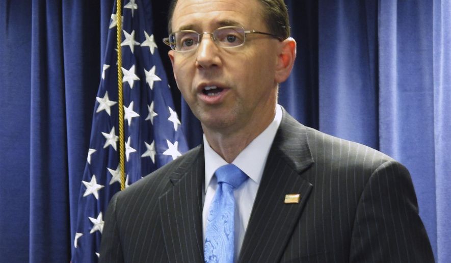 FILE - In this Jan. 10, 2017 file photo, Maryland U.S. Attorney Rod Rosenstein in Greenbelt, Md. Some Democrats worry the appointment of a Jeff Sessions subordinate to oversee any federal investigation into Russian interference in the 2016 presidential election won’t be a clean enough break from the embattled attorney general. Rosenstein, who faces his confirmation hearing next week for the role of deputy attorney general, was appointed top federal prosecutor in Maryland by President George W. Bush and remained in the political post for the entire Obama administration. (AP Photo/Brian Witte, File)
