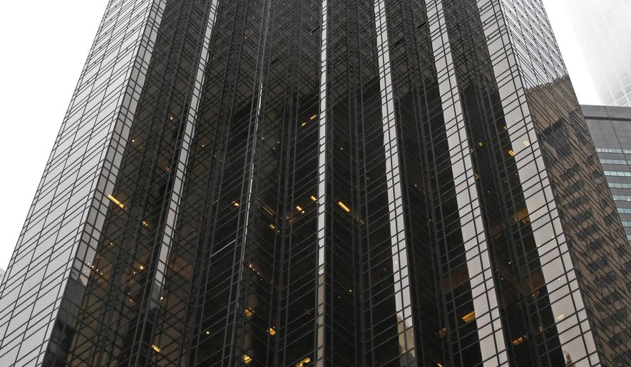FILE - This Nov. 15, 2016, file photo, shows Trump Tower in New York. An apartment in the luxury Trump Tower in Manhattan got rave reviews on the home rental website Airbnb. The New York Times says the listing was removed after it contacted Airbnb for comment about the rental in the building that's home to President Donald Trump and his family. (AP Photo/Kathy Willens, File)