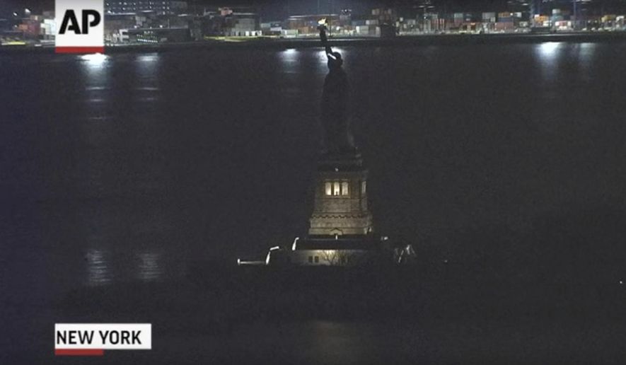 This Tuesday, March 7, 2017, still image taken from video shows the Statue of Liberty in New York. For several hours, Lady Liberty didn&#39;t shine so brightly. The famed The Statue of Liberty was temporarily in the dark Tuesday night , March 7, 2017, after what a spokesman calls an &amp;quot;unplanned outage.&amp;quot; (AP Photo)