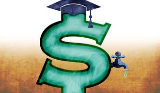 Illustration on addressing college debt by Greg Groesch/The Washington Times