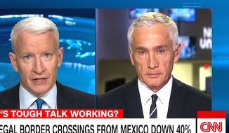 CNN&#39;s Anderson Cooper and journalist Jorge Ramos discuss immigration on March 9, 2017. (Image: Twitter, CNN)