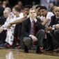 Maryland head coach Mark Turgeon reacts during the second half of an NCAA college basketball game against Wisconsin in the Big Ten tournament, Friday, March 10, 2017, in Washington. Northwestern won 72-64. (AP Photo/Alex Brandon) **FILE**