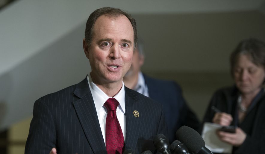 House Intelligence Committee&#39;s ranking member Rep. Adam Schiff, D-Calif. speaks to reporters on Capitol Hill in Washington, in this March 7, 2017, file photo. (AP Photo/Cliff Owen, File)