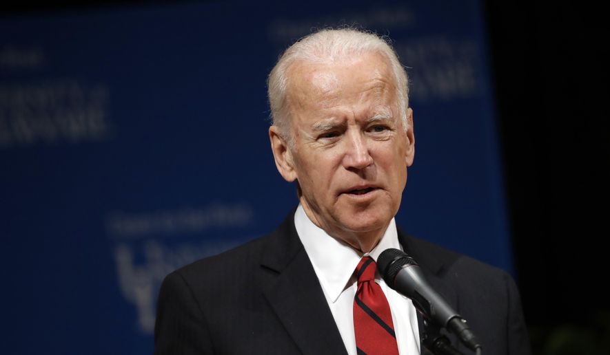 Former Vice President Joe Biden speaks during an event to formally launch the Biden Institute, a research and policy center focused on domestic issues at the University of Delaware, in Newark, Del., Monday, March 13, 2017. (AP Photo/Patrick Semansky) **FILE**