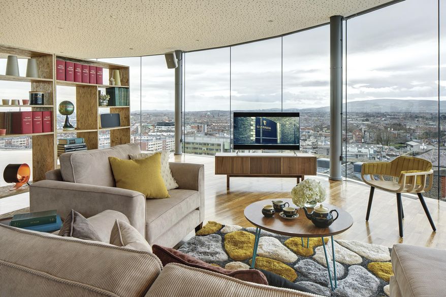 Guinness’ planned penthouse suite atop their brewery in Dublin, Ireland, Tuesday March 7, 2017. Guinness is getting its first overnight guest in the Dublin brewery’s 258-year history _ by creating a penthouse in a rooftop bar that offers the city’s most panoramic view. (Enda Cavanagh/Enda Cavanagh Photography via AP)