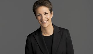 This image released by NBC shows Rachel Maddow, host of &amp;quot;The Rachel Maddow Show,&amp;quot; on MSNBC. Maddow says she can track the mood of her liberal viewers by her ratings: they sank like a stone right after Donald Trump then slowly rose as civic engagement caught on. In February, the MSNBC host had her best month ever.  (MSNBC via AP)