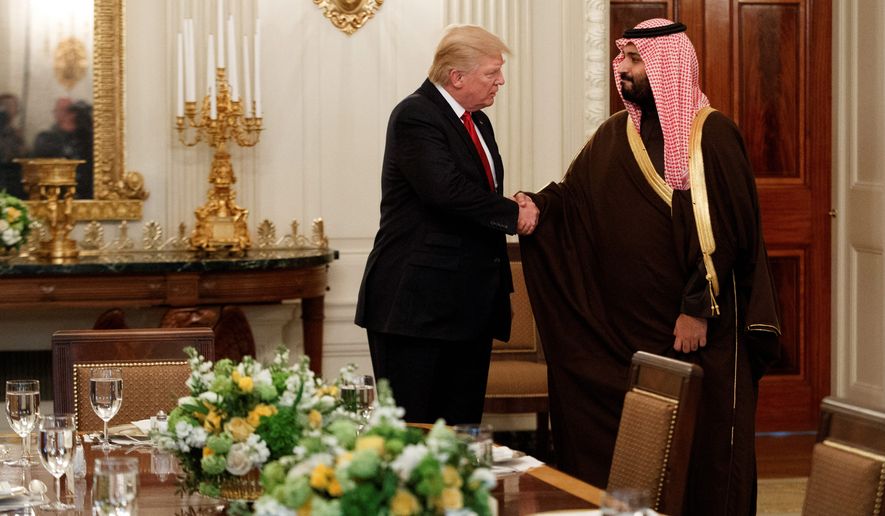 President Trump greeted Saudi Arabian Deputy Crown Prince Mohammed bin Salman, who was hopeful for a reversal of the Obama administration&#x27;s Iran policies. (Associated Press)