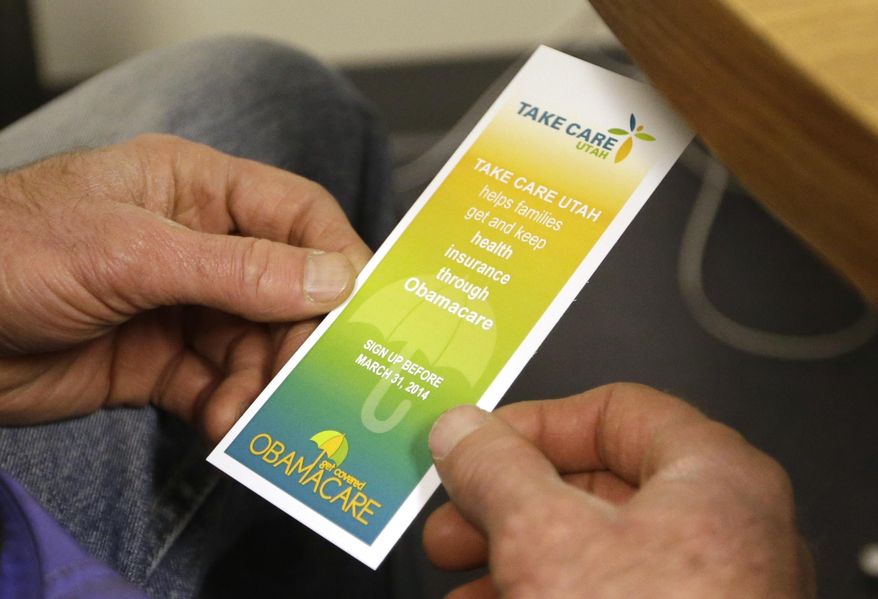 FILE - In this March 31, 2014, file photo, a man looks over information while seeking help to buy health insurance at the Utah Health Policy Project in Salt Lake City. Utah officials are reviewing how the state would be affected by a plan from congressional Republicans to replace President Barack Obama's health care law, but local health advocates say it could make coverage unaffordable for older people and the poor. Gov. Gary Herbert has said the proposal is a "starting point," for a replacement plan, and his office said Tuesday it does not yet know how the proposal would affect Utah's budget. (AP Photo/Rick Bowmer, File)