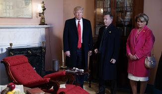 President Donald Trump tours the Hermitage, the home of President Andrew Jackson, to commemorate Jackson&#39;s 250th birthday, Wednesday, March 15, 2017, in Nashville, Tenn. (AP Photo/Evan Vucci)