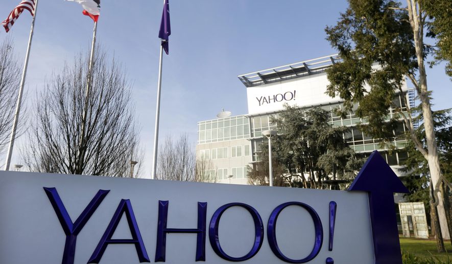 This Jan. 14, 2015, file photo shows a sign outside Yahoo&#39;s headquarters in Sunnyvale, Calif.  (AP Photo/Marcio Jose Sanchez, File)