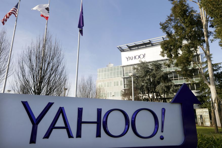 This Jan. 14, 2015, file photo shows a sign outside Yahoo&#39;s headquarters in Sunnyvale, Calif.  (AP Photo/Marcio Jose Sanchez, File)