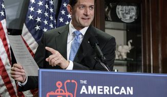 In this March 8, 2017, file photo, House Speaker Paul Ryan of Wis. speaks during a news conference at the Republican National Committee Headquarters on Capitol Hill in Washington. Republicans intent on scrapping Barack Obama&#x27;s Affordable Care Act have a budget problem. As it turns out, repealing and replacing the law they hate so much won’t save nearly as much money as getting rid of it entirely, the goal they’ve been campaigning on for seven years. That means trouble for the federal deficit and for Congress’ fiscal conservatives who repeatedly warn about leaving their children and grandchildren worse off financially. (AP Photo/J. Scott Applewhite)