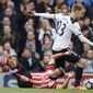 Tottenham Hotspur&#39;s Christian Eriksen, right, and Southampton&#39;s Nathan Redmond challenge for the ball during the English Premier League soccer match between Tottenham Hotspur and Southampton at White Hart Lane stadium in London, Sunday, March 19, 2017.(AP Photo/Frank Augstein)