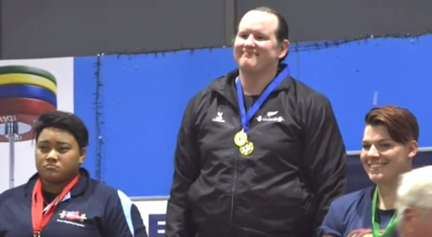 Transgender athlete Laurel Hubbard, 39, won a women’s weightlifting competition at the Australian International in Melbourne, March 18, 2017. (1 News Now Australia, screenshot) ** FILE **