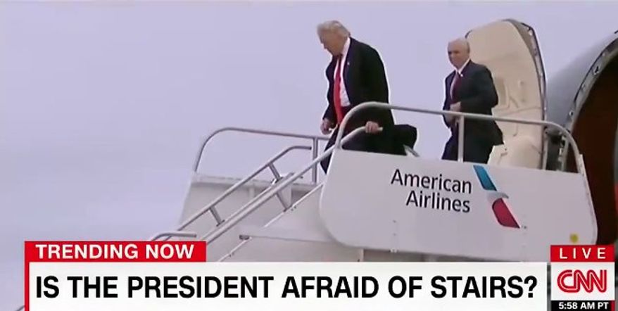 CNN ran a segment questioning whether President Trump is afraid of stairs.