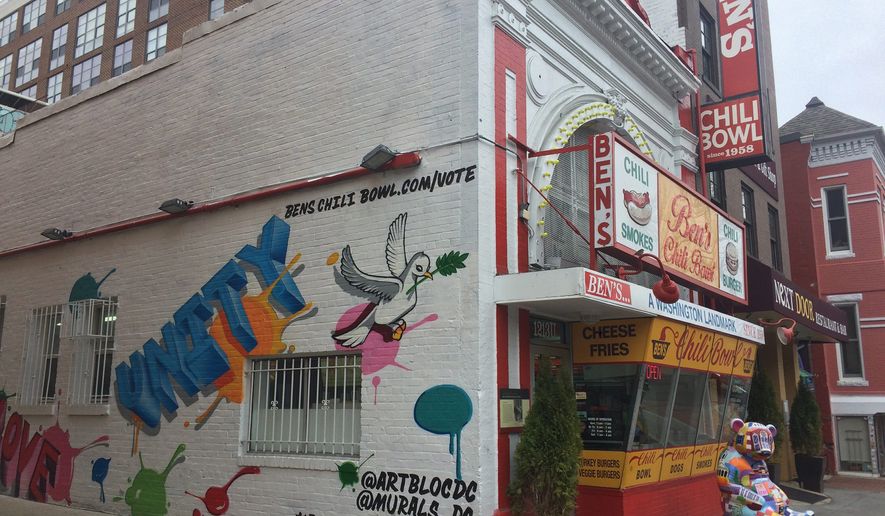 A temporary mural was painted on the side of Ben's Chili 