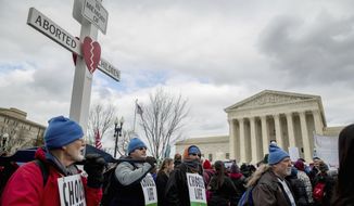 Pro-life activists converge in front of the Supreme Court in Washington, Friday, Jan. 27, 2017, during the annual March for Life. Thousands of anti-abortion demonstrators gathered in Washington for an annual march to protest the Supreme Court&#39;s landmark 1973 decision that declared a constitutional right to abortion. (AP Photo/Andrew Harnik)