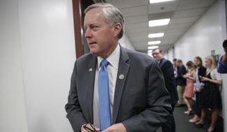 House Freedom Caucus Chairman Rep. Mark Meadows, R-N.C., at the Capitol, in Washington, Tuesday, March 28, 2017. (AP Photo/J. Scott Applewhite) ** FILE **