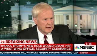MSNBC host Chris Matthews on Monday compared Jared Kushner and Ivanka Trump&#x27;s prominent roles in the White House to the power wielded by the late Saddam Hussein&#x27;s two eldest sons during his reign in Iraq. (MSNBC)