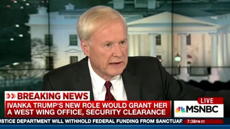MSNBC host Chris Matthews on Monday compared Jared Kushner and Ivanka Trump&#39;s prominent roles in the White House to the power wielded by the late Saddam Hussein&#39;s two eldest sons during his reign in Iraq. (MSNBC)