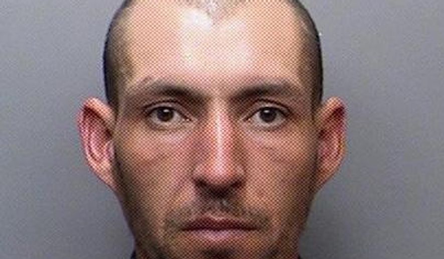This photo provided Tuesday, March 28, 2017, by the Larimer County Sheriff's Office shows mosque vandalism suspect Joseph Scott Giaquinto. Giaquinto was arrested on suspicion of several charges, including a crime motivated by bias, on March 27 just hours after police released portions of surveillance video and asked for the public's help identifying the hoodie-wearing man seen picking up a stone and kicking a door. (Larimer County Sheriff's Office via AP)